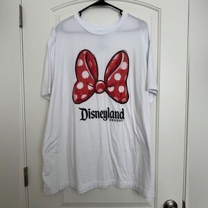 Disneyland Parks White Tee with Red Polka Dot Bow